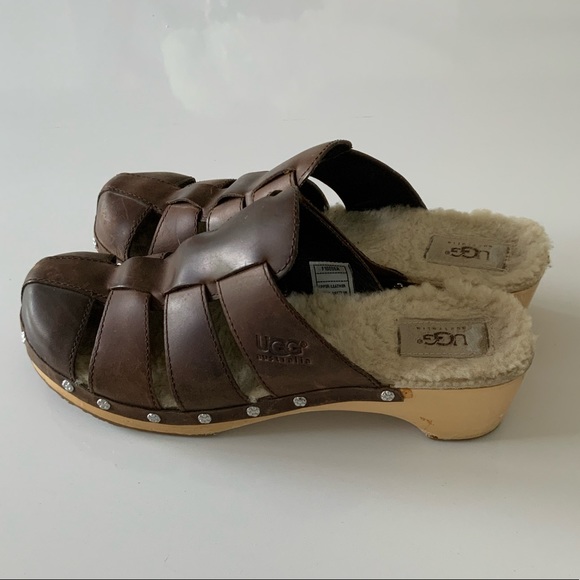 UGG Shoes - UGG Leather Clogs Shearing Comfort